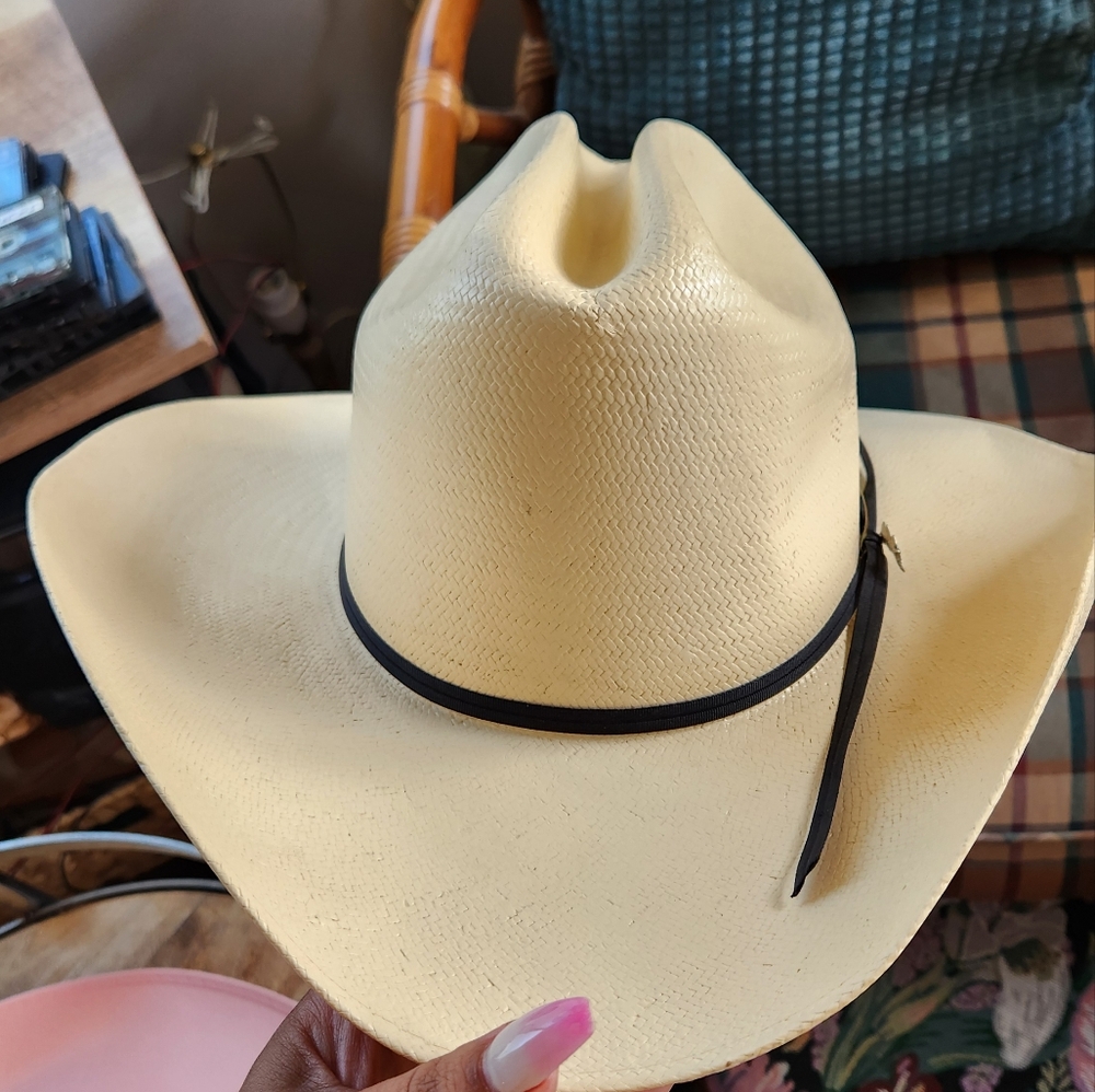 Vintage Off White Tombstone Cowboy Hat 1990s Western Festival Southwestern 90s - Picture 3 of 8